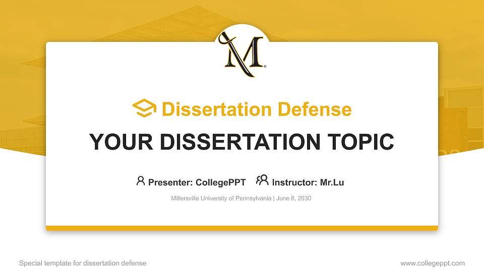 Millersville University of Pennsylvania Graduation Thesis Defense PPT Template16:9 ratio PPT effect preview image