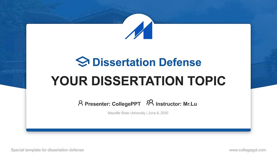 Mayville State University Graduation Thesis Defense PPT Template16:9 ratio PPT effect preview image