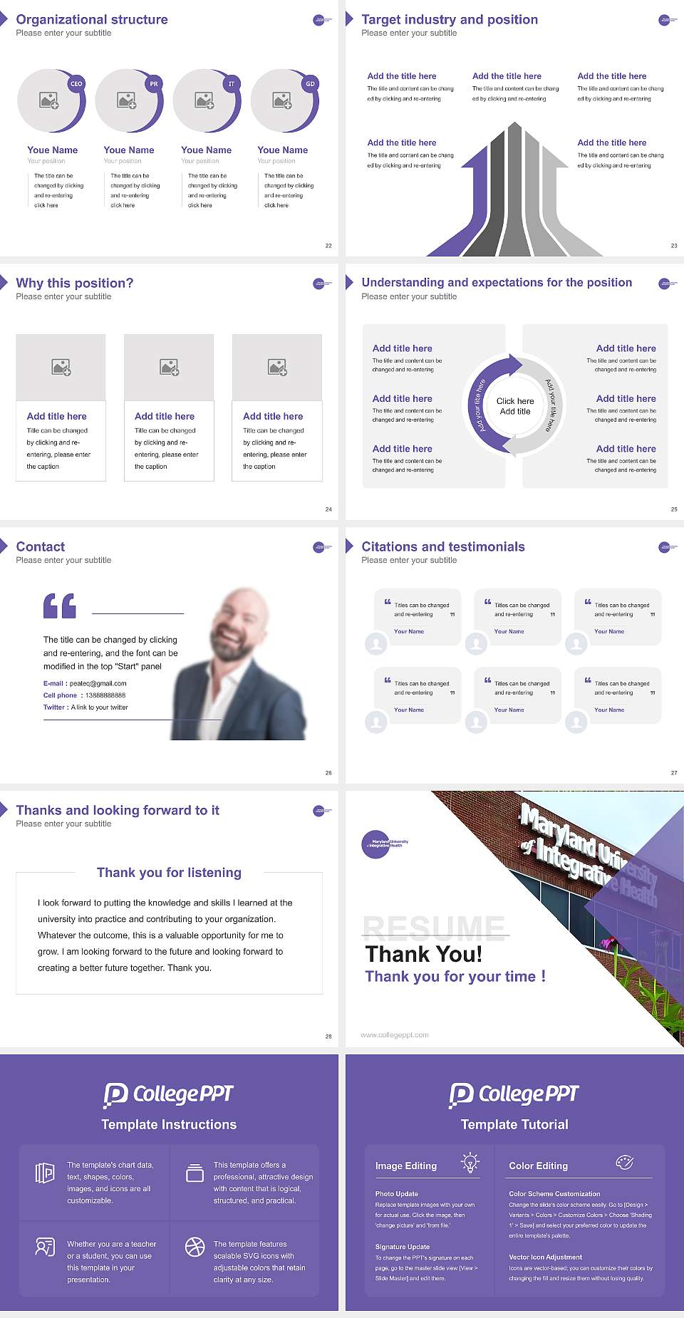 Maryland University of Integrative Health Resume PPT Template4:3 ratio PPT effect preview image4