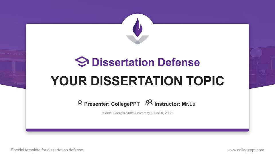 Middle Georgia State University Graduation Thesis Defense PPT Template16:9 ratio PPT effect preview image
