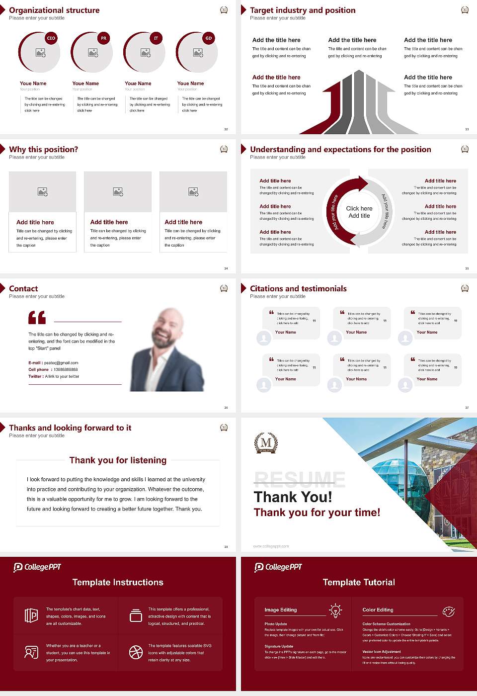 Martin University Resume PPT Template16:9 ratio PPT effect preview image4