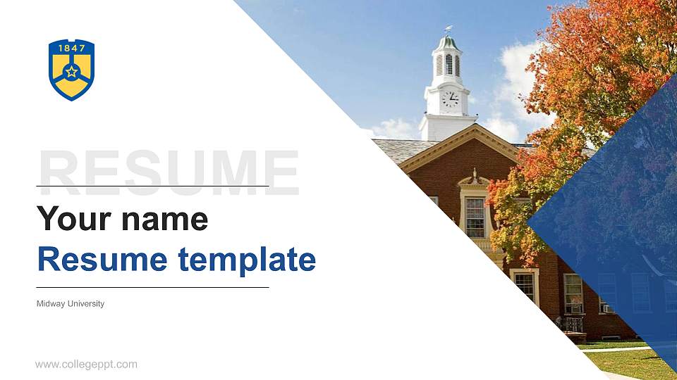 Midway University Resume PPT Template16:9 ratio PPT effect preview image