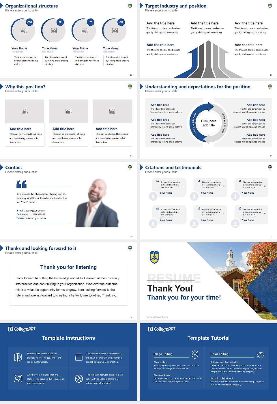 Midway University Resume PPT Template16:9 ratio PPT effect preview image4