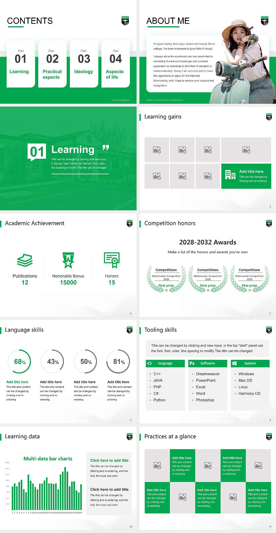 Middle Tennessee School of Anesthesia Inc National Scholarship Defense PPT Template4:3 ratio PPT effect preview image2