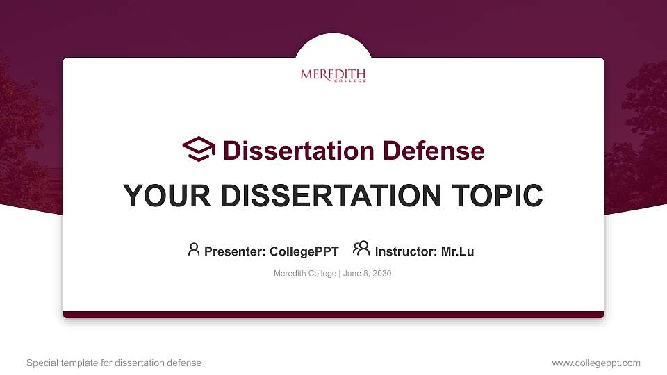Meredith College Graduation Thesis Defense PPT Template16:9 ratio PPT effect preview image