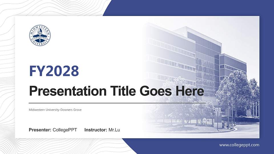 Midwestern University-Downers Grove Academic Presentation/Research Findings Report PPT Template16:9 ratio PPT effect preview image