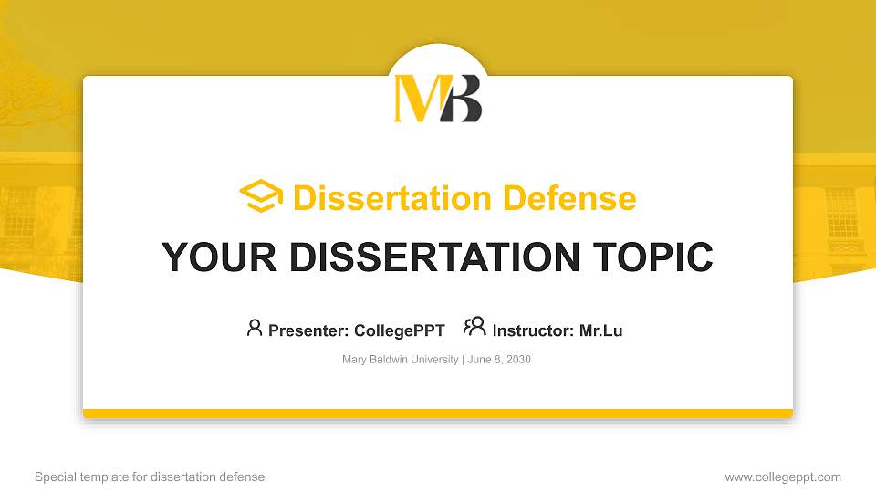 Mary Baldwin University Graduation Thesis Defense PPT Template16:9 ratio PPT effect preview image
