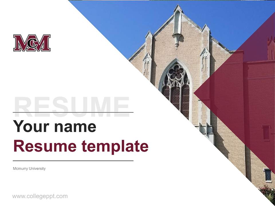 Mcmurry University Resume PPT Template4:3 ratio PPT effect preview image5