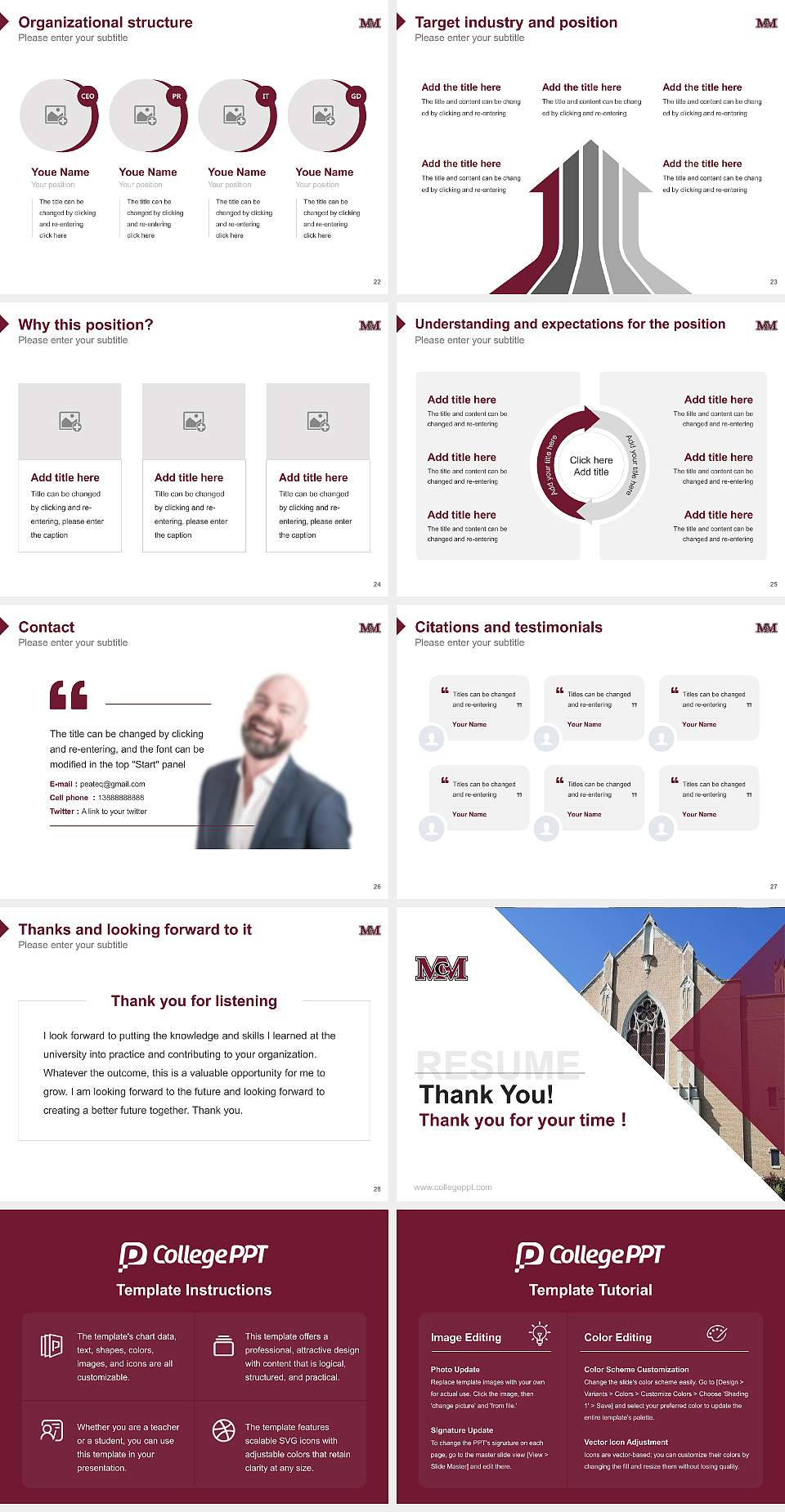 Mcmurry University Resume PPT Template4:3 ratio PPT effect preview image4