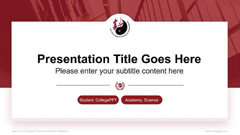 New York College of Traditional Chinese Medicine National Scholarship Defense PPT Template