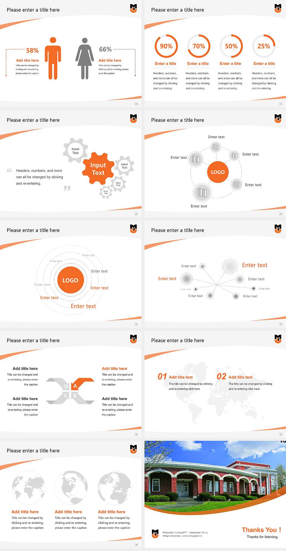 Milligan University Course/Courseware Creation PPT Template4:3 ratio PPT effect preview image4