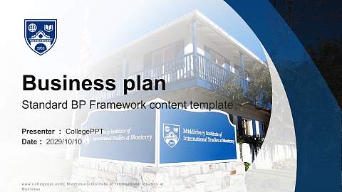 Middlebury Institute of International Studies at Monterey Competition/Entrepreneurship Contest PPT Template