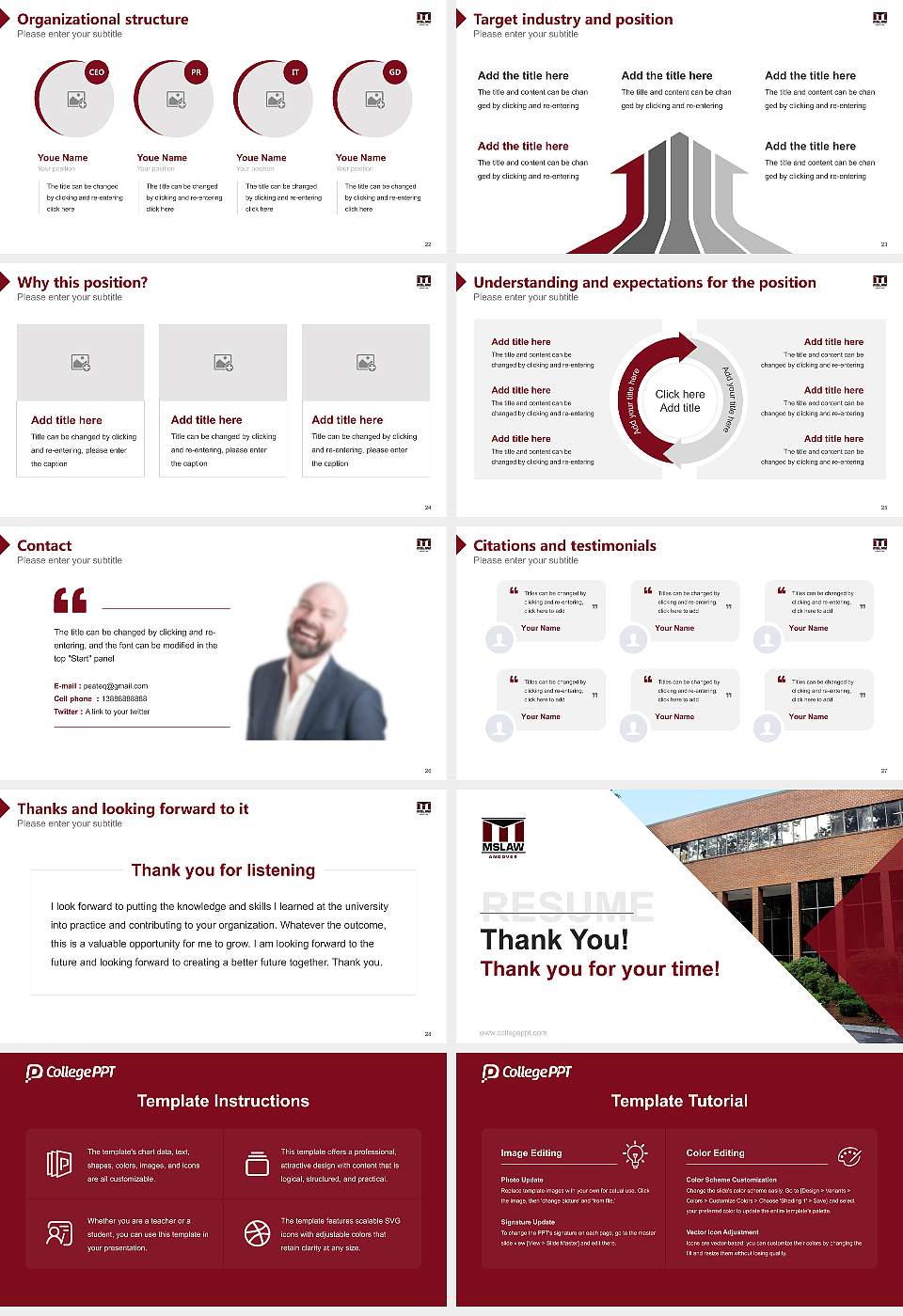 Massachusetts School of Law Resume PPT Template16:9 ratio PPT effect preview image4