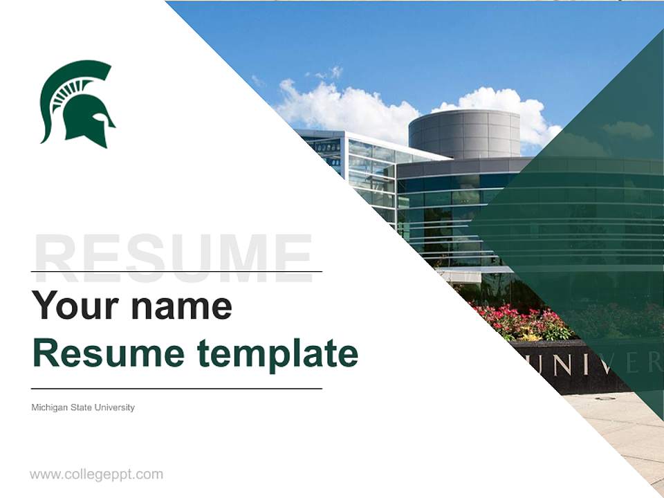 Michigan State University Resume PPT Template4:3 ratio PPT effect preview image5