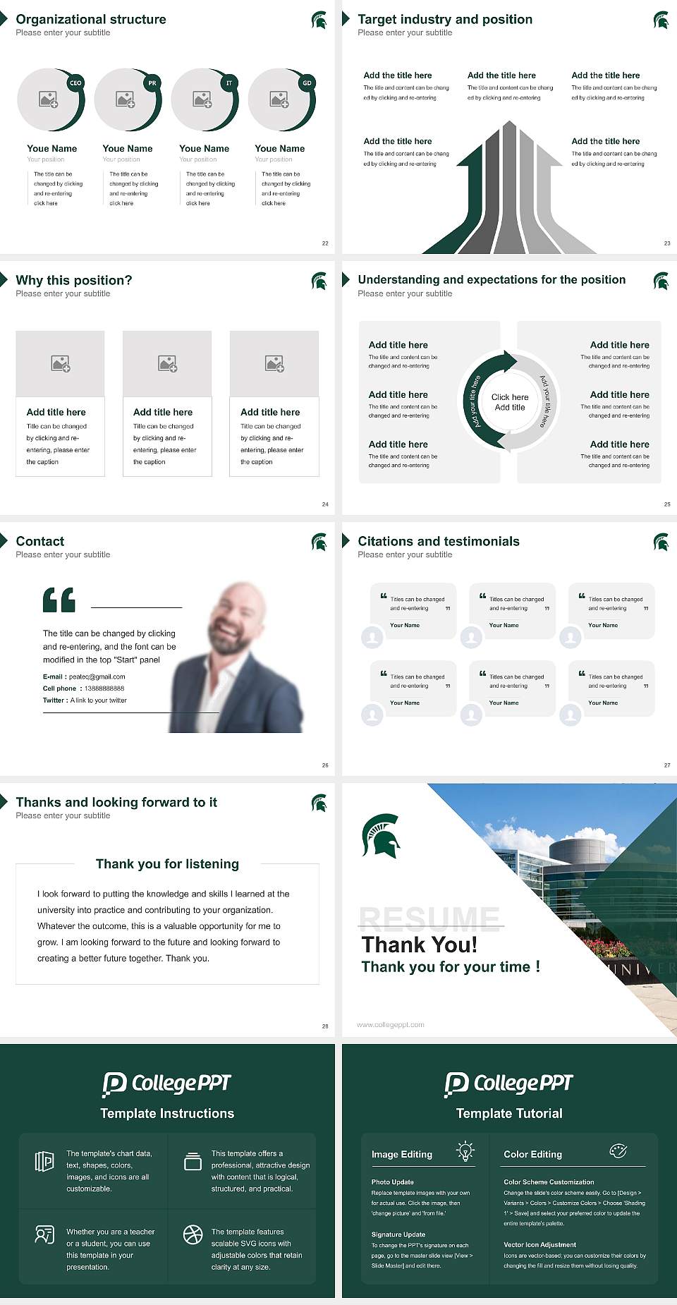 Michigan State University Resume PPT Template4:3 ratio PPT effect preview image4