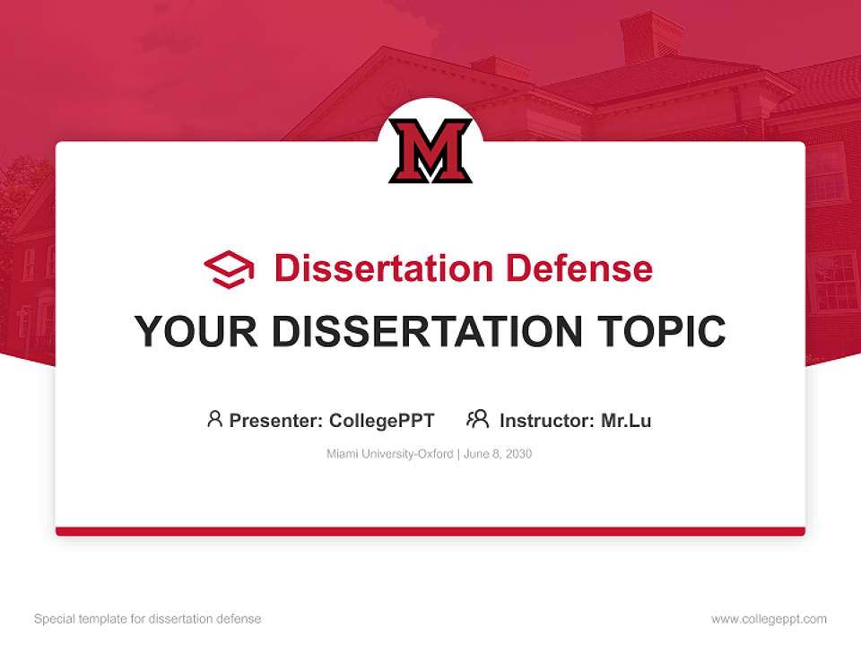 Miami University-Oxford Graduation Thesis Defense PPT Template4:3 ratio PPT effect preview image7