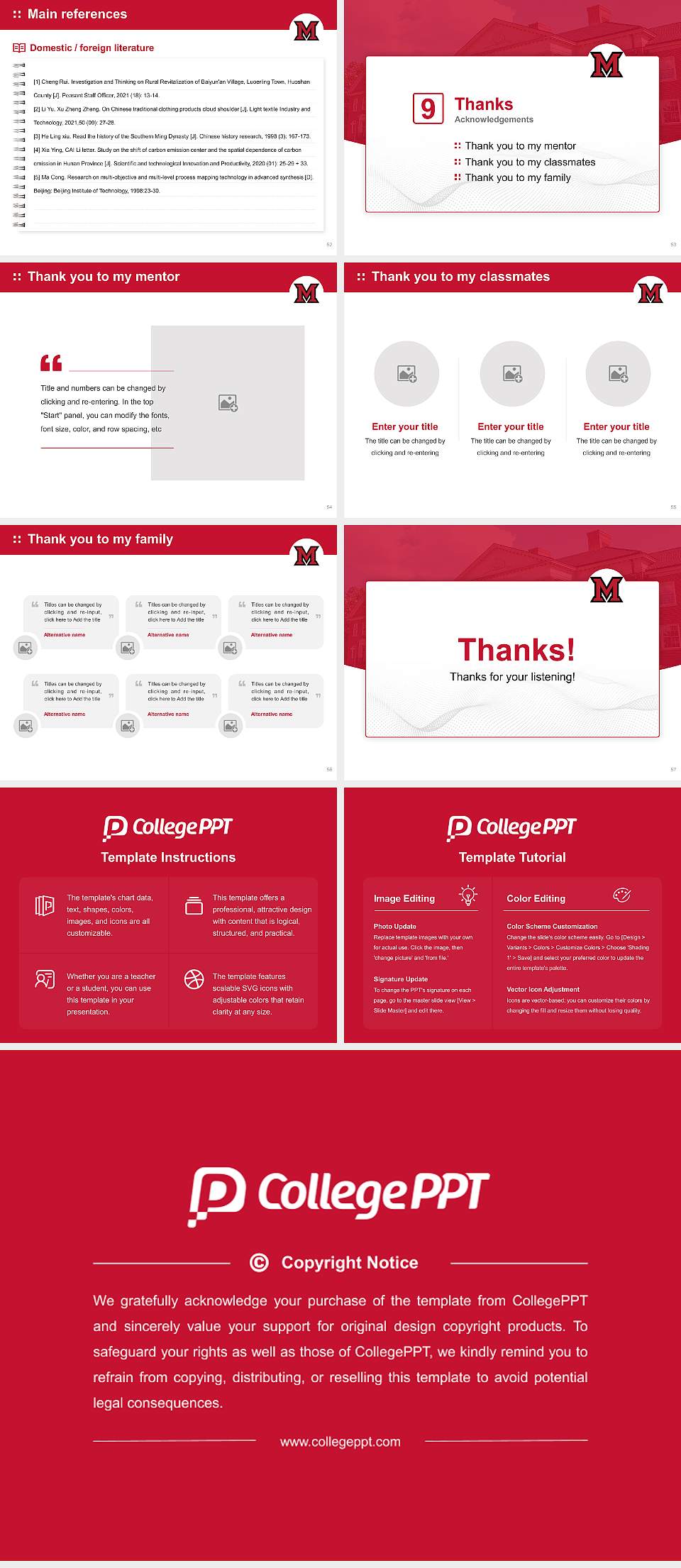 Miami University-Oxford Graduation Thesis Defense PPT Template4:3 ratio PPT effect preview image7