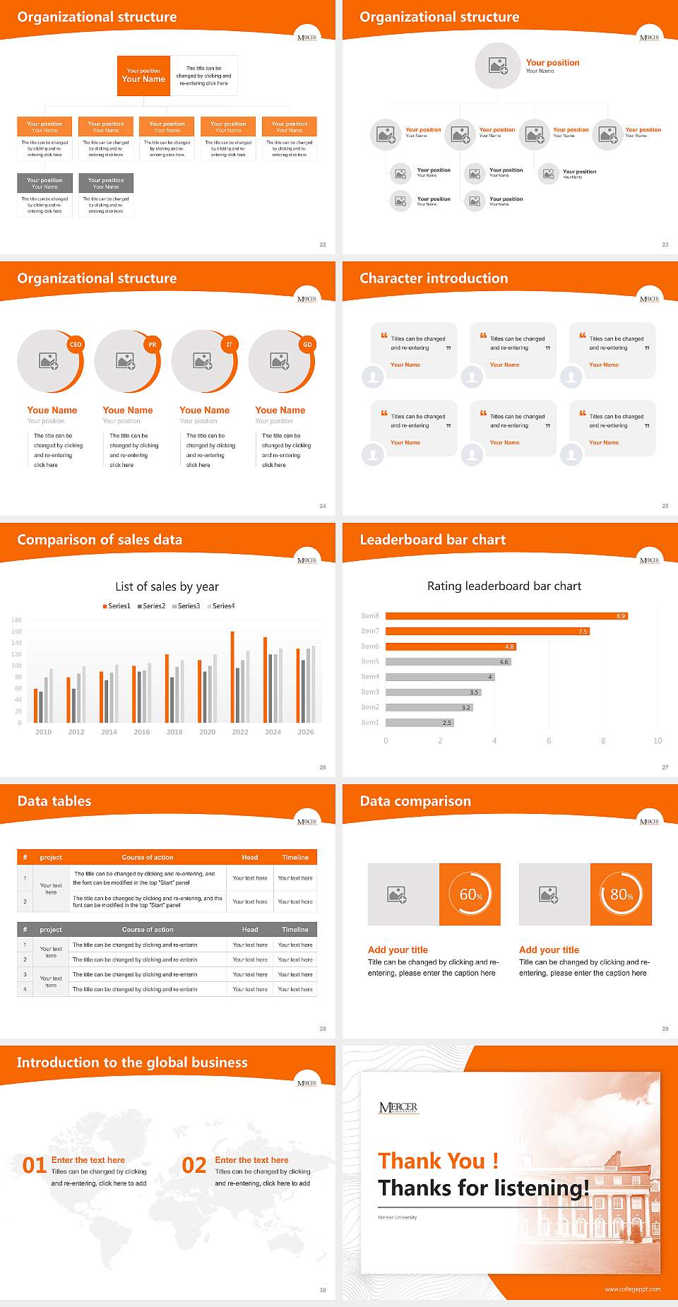 Mercer University Academic Presentation/Research Findings Report PPT Template4:3 ratio PPT effect preview image4