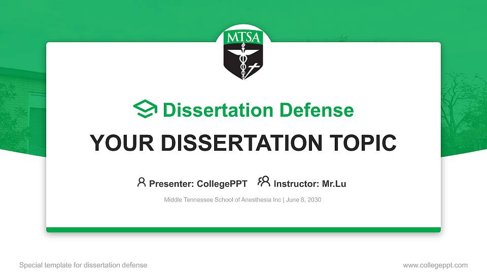 Middle Tennessee School of Anesthesia Inc Graduation Thesis Defense PPT Template16:9 ratio PPT effect preview image