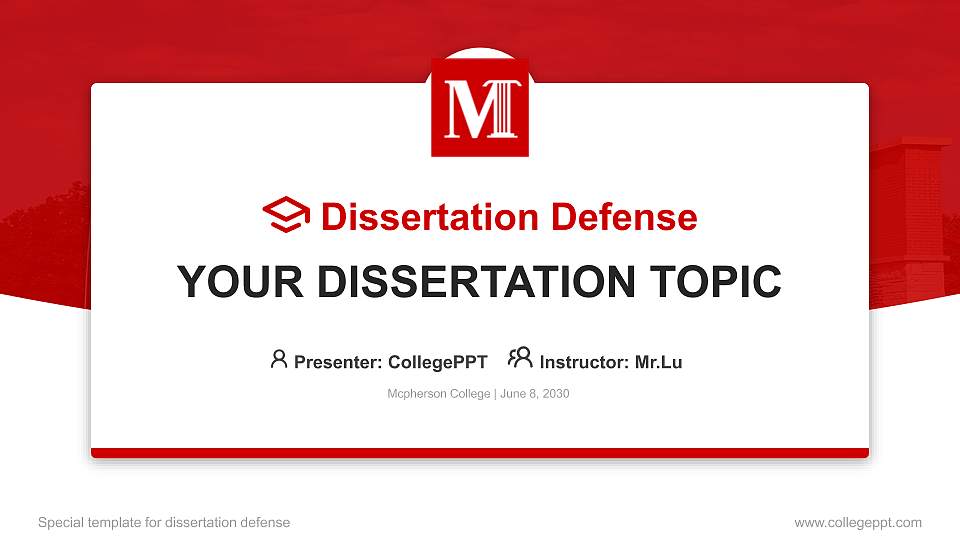 Mcpherson College Graduation Thesis Defense PPT Template16:9 ratio PPT effect preview image