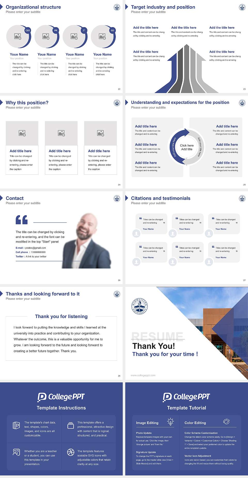 Midwestern University-Glendale Resume PPT Template4:3 ratio PPT effect preview image4