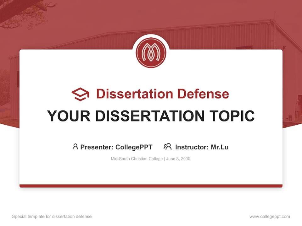 Mid-South Christian College Graduation Thesis Defense PPT Template4:3 ratio PPT effect preview image7