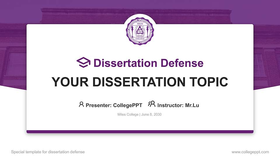 Miles College Graduation Thesis Defense PPT Template16:9 ratio PPT effect preview image
