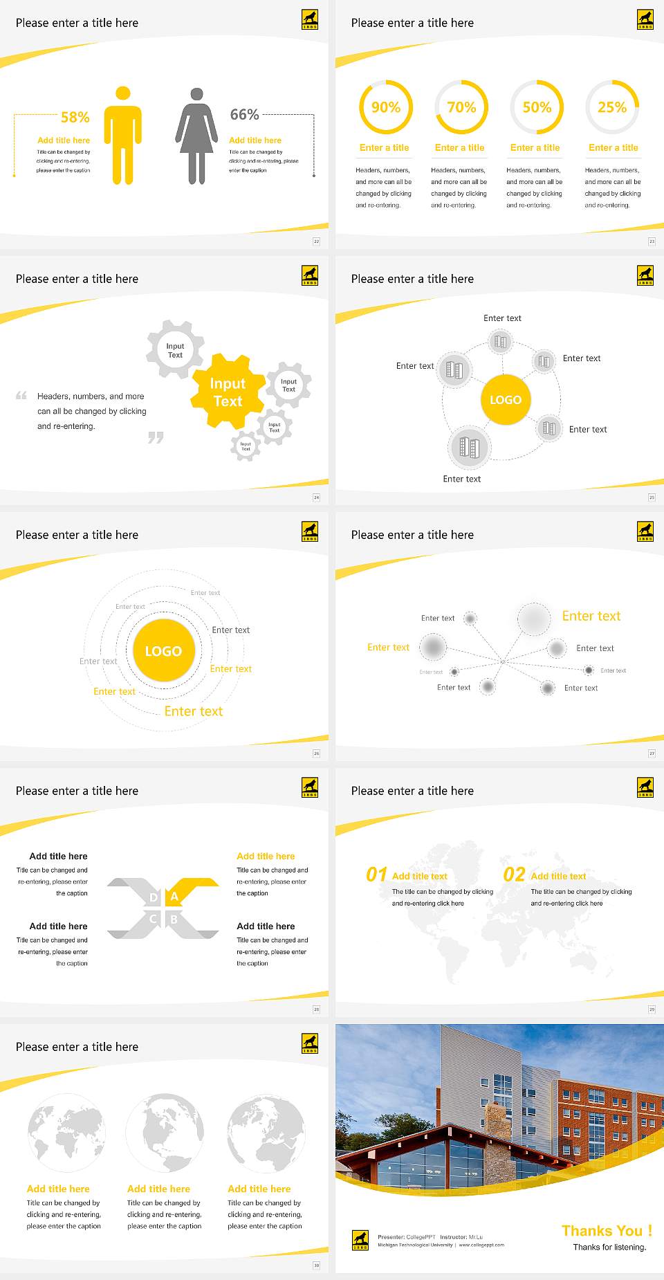 Michigan Technological University Course/Courseware Creation PPT Template4:3 ratio PPT effect preview image4