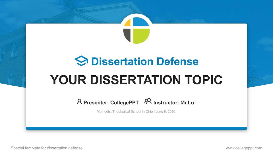 Methodist Theological School in Ohio Graduation Thesis Defense PPT Template16:9 ratio PPT effect preview image