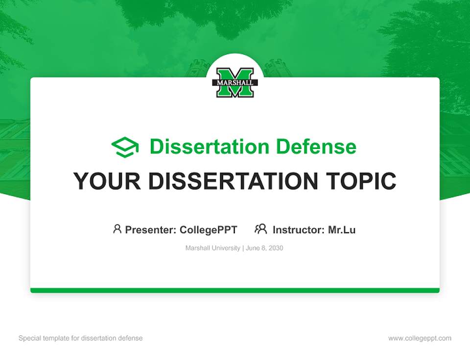 Marshall University Graduation Thesis Defense PPT Template4:3 ratio PPT effect preview image7