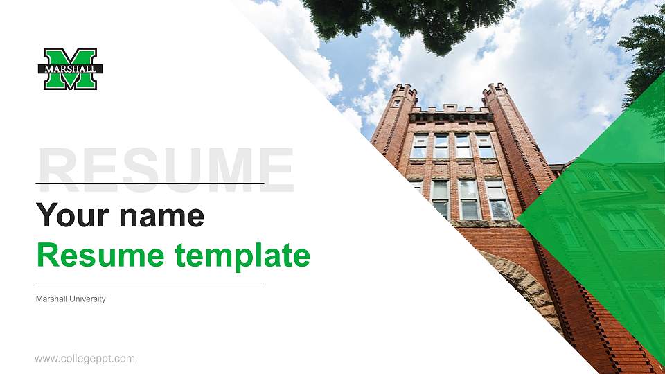Marshall University Resume PPT Template16:9 ratio PPT effect preview image