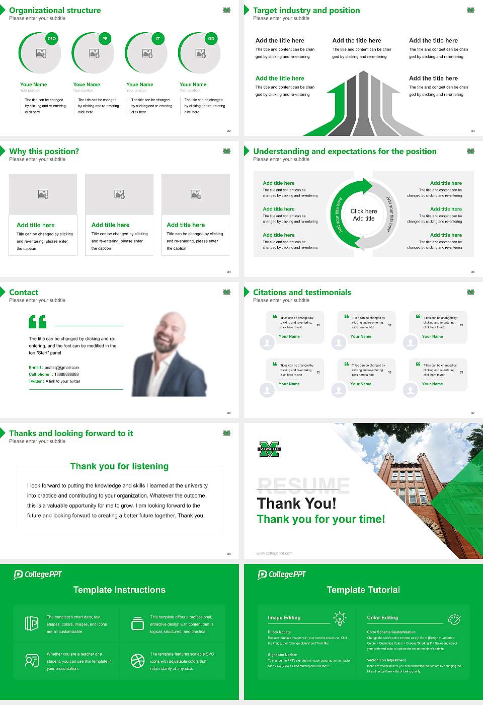 Marshall University Resume PPT Template16:9 ratio PPT effect preview image4