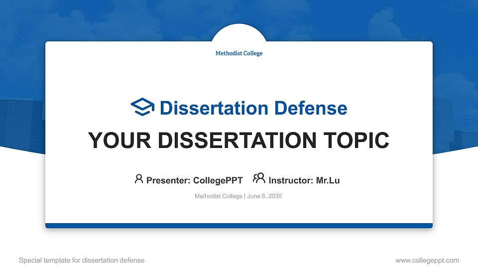 Methodist College Graduation Thesis Defense PPT Template16:9 ratio PPT effect preview image