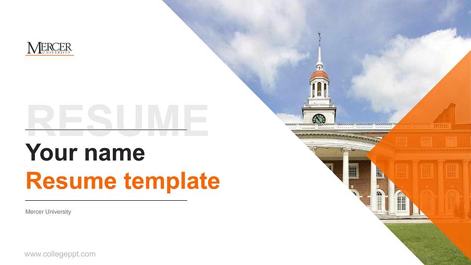 Mercer University Resume PPT Template16:9 ratio PPT effect preview image