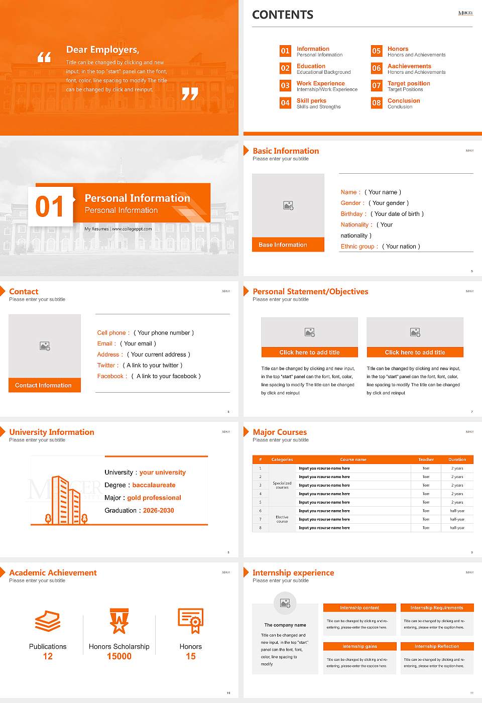 Mercer University Resume PPT Template16:9 ratio PPT effect preview image2