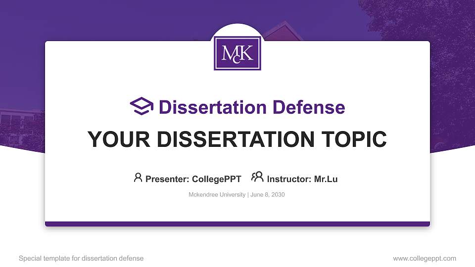 Mckendree University Graduation Thesis Defense PPT Template16:9 ratio PPT effect preview image