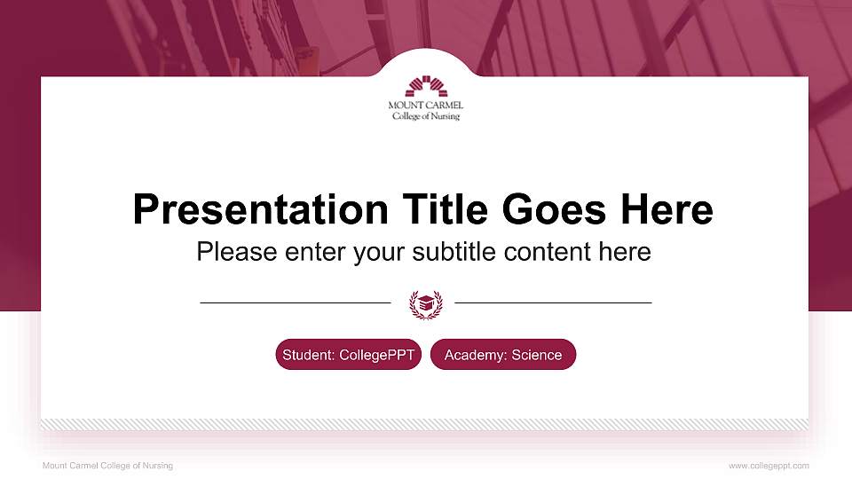 Mount Carmel College of Nursing National Scholarship Defense PPT Template16:9 ratio PPT effect preview image