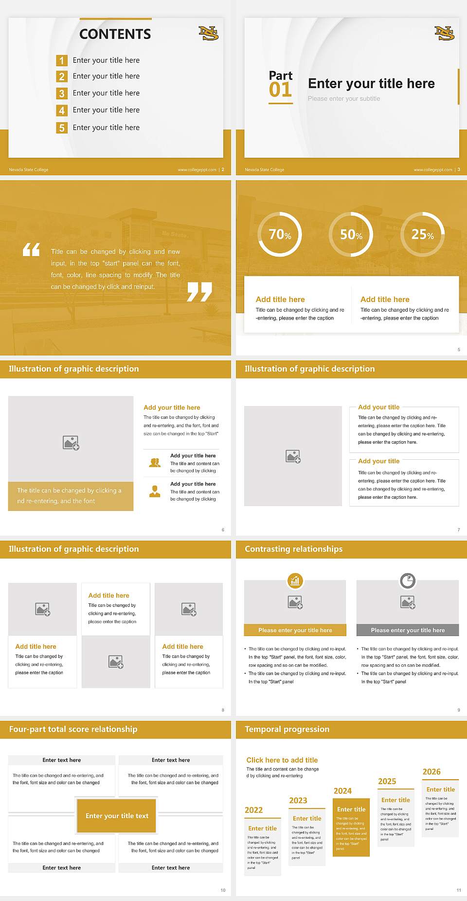 Nevada State College Thesis Proposal/Graduation Defense PPT Template4:3 ratio PPT effect preview image2