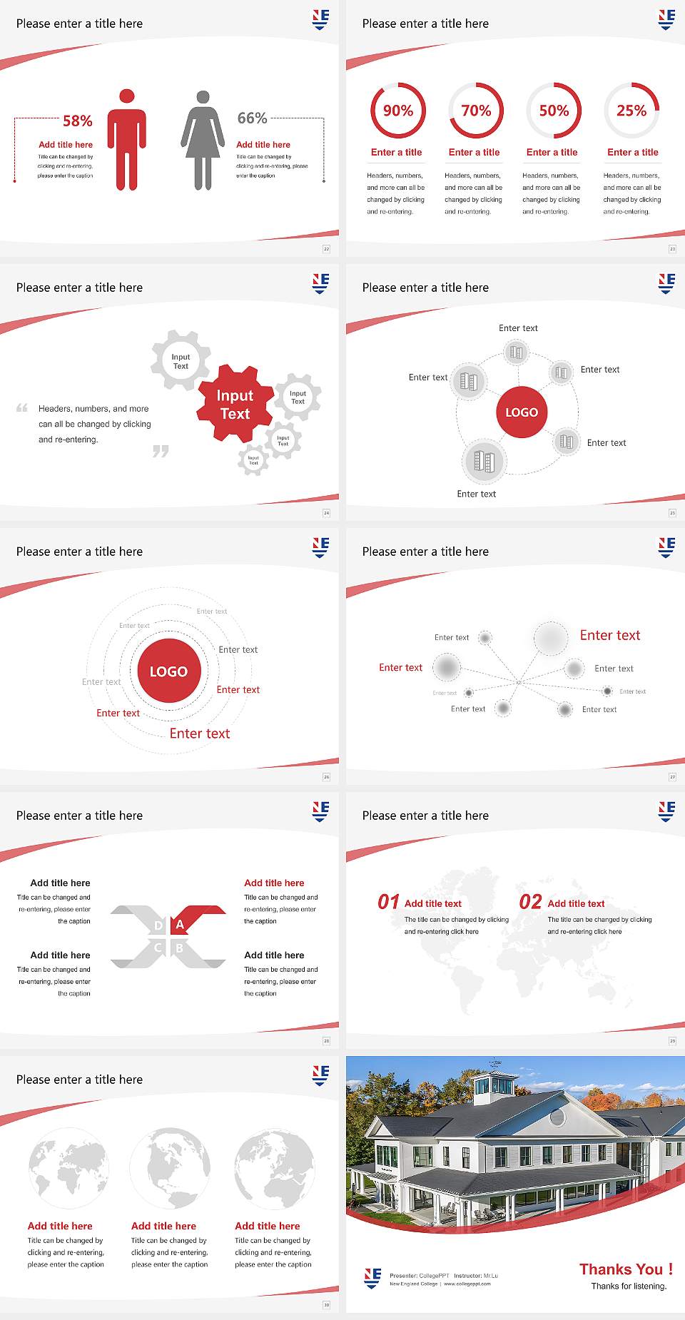 New England College Course/Courseware Creation PPT Template4:3 ratio PPT effect preview image4