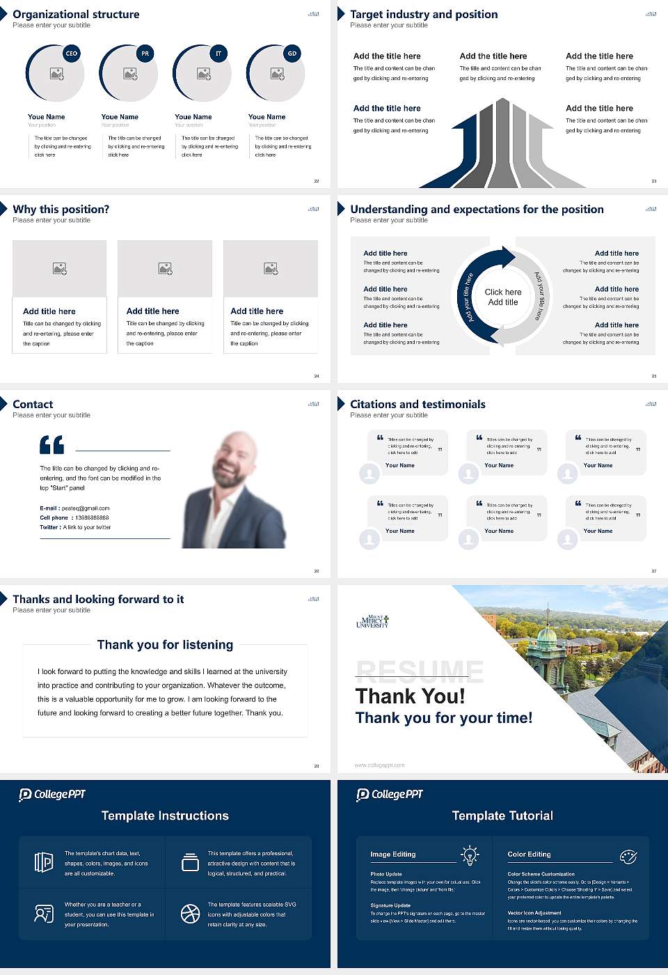 Mount Mercy University Resume PPT Template16:9 ratio PPT effect preview image4