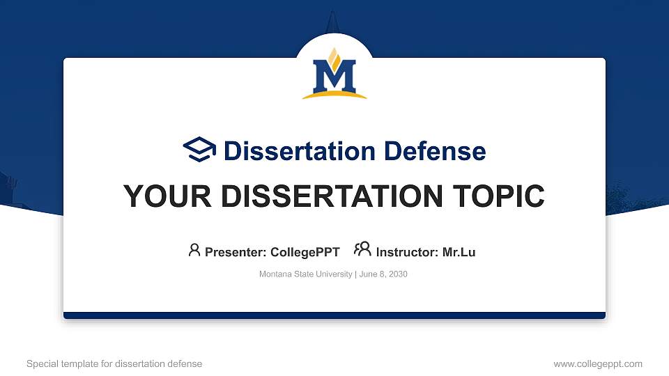 Montana State University Graduation Thesis Defense PPT Template16:9 ratio PPT effect preview image