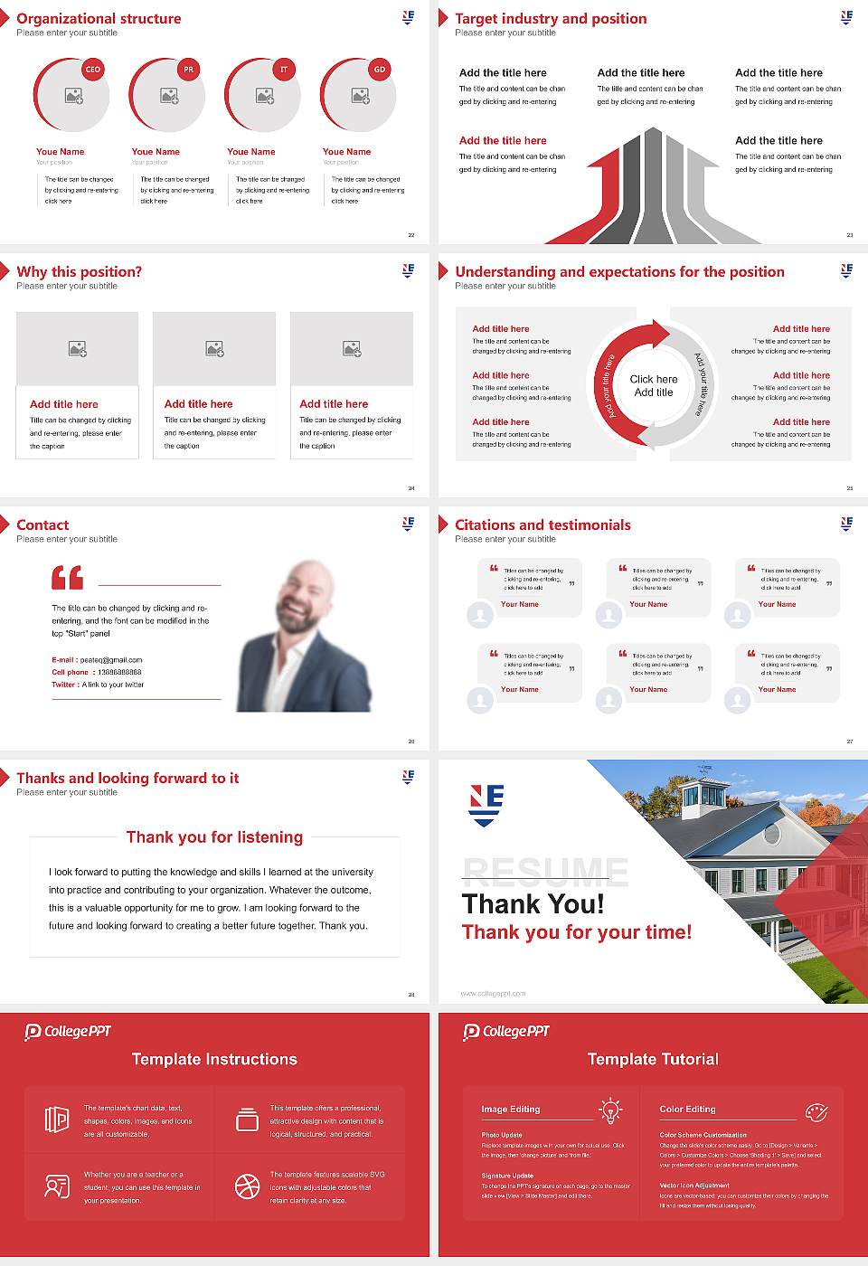New England College Resume PPT Template16:9 ratio PPT effect preview image4