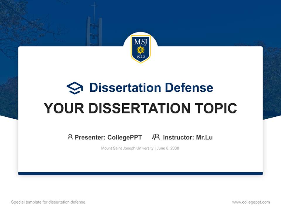 Mount Saint Joseph University Graduation Thesis Defense PPT Template4:3 ratio PPT effect preview image7