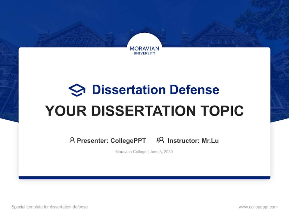 Moravian College Graduation Thesis Defense PPT Template4:3 ratio PPT effect preview image7
