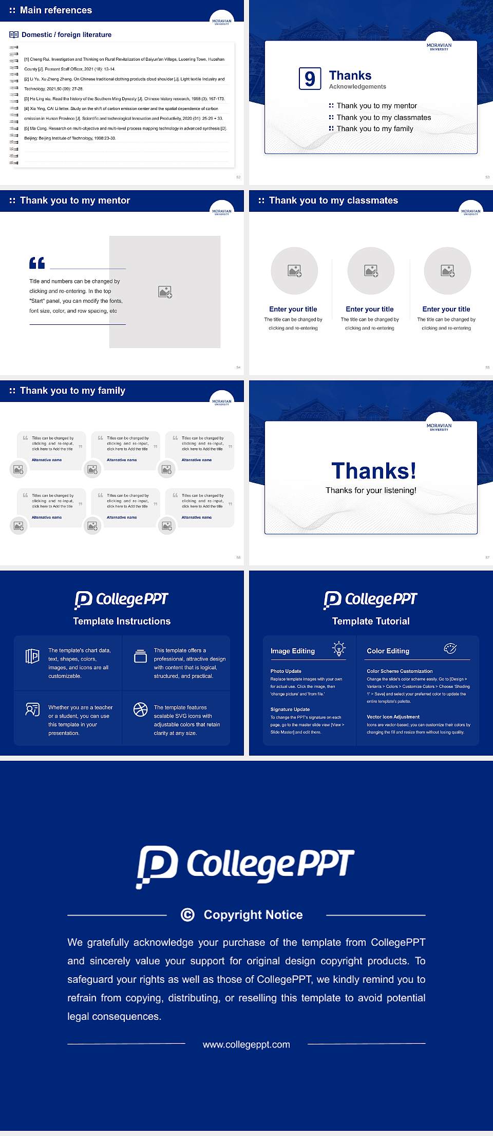 Moravian College Graduation Thesis Defense PPT Template4:3 ratio PPT effect preview image7