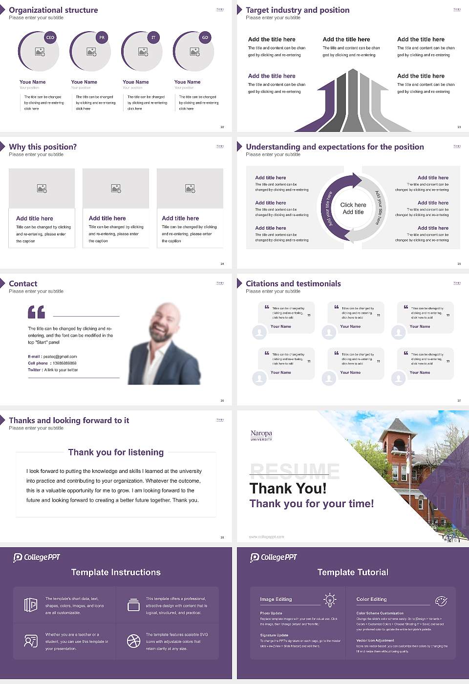 Naropa University Resume PPT Template16:9 ratio PPT effect preview image4