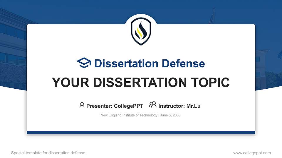 New England Institute of Technology Graduation Thesis Defense PPT Template16:9 ratio PPT effect preview image