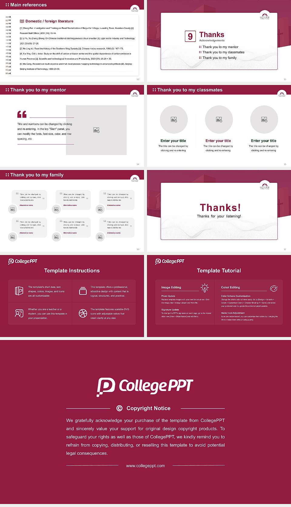 Mount Carmel College of Nursing Graduation Thesis Defense PPT Template16:9 ratio PPT effect preview image7