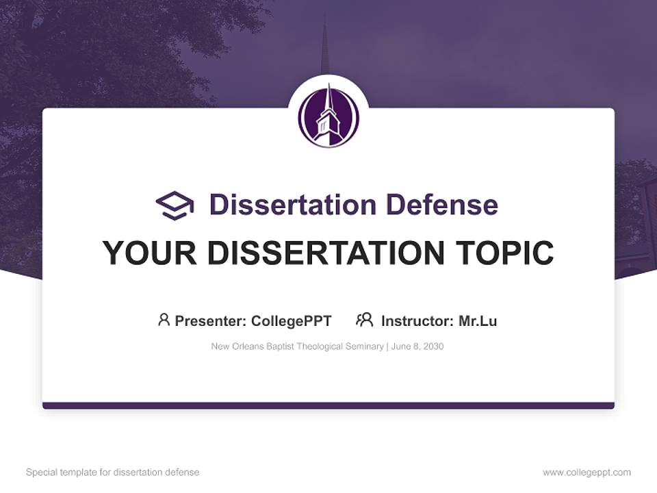 New Orleans Baptist Theological Seminary Graduation Thesis Defense PPT Template4:3 ratio PPT effect preview image7