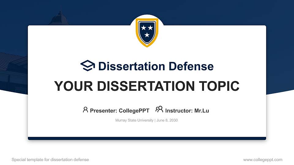 Murray State University Graduation Thesis Defense PPT Template16:9 ratio PPT effect preview image